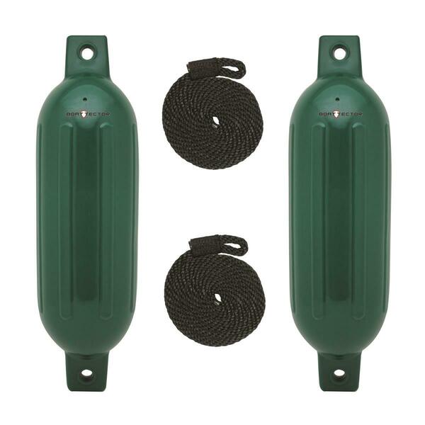 Shanghai Risen Outdoors EXMSFVPGREEN 4.5 x 16 in. Boat Tector Fender Value - Forest Green, 2PK 3006.7441